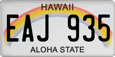 HI license plate EAJ935
