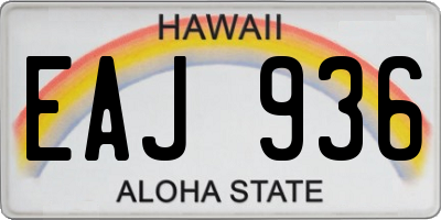 HI license plate EAJ936