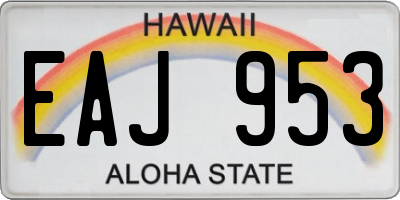 HI license plate EAJ953