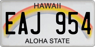 HI license plate EAJ954