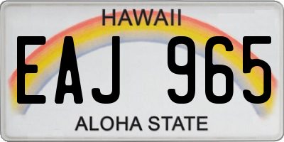 HI license plate EAJ965