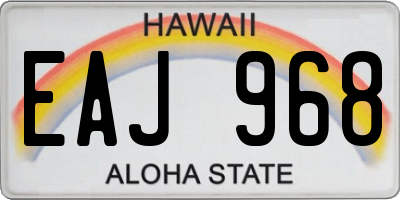 HI license plate EAJ968