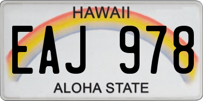 HI license plate EAJ978