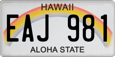 HI license plate EAJ981
