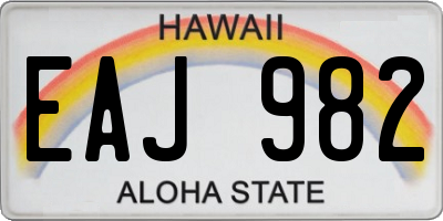 HI license plate EAJ982
