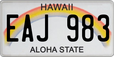 HI license plate EAJ983