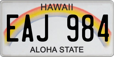 HI license plate EAJ984