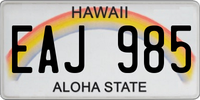 HI license plate EAJ985