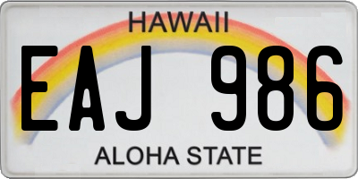 HI license plate EAJ986