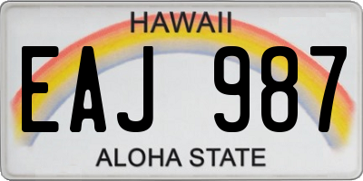 HI license plate EAJ987