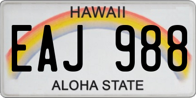 HI license plate EAJ988