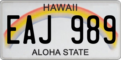 HI license plate EAJ989