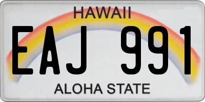 HI license plate EAJ991