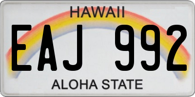 HI license plate EAJ992