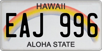 HI license plate EAJ996