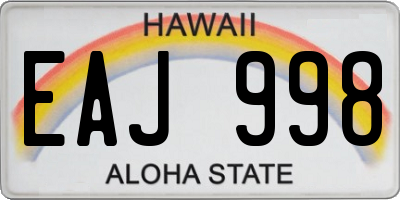 HI license plate EAJ998