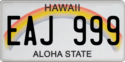 HI license plate EAJ999