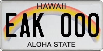 HI license plate EAK000