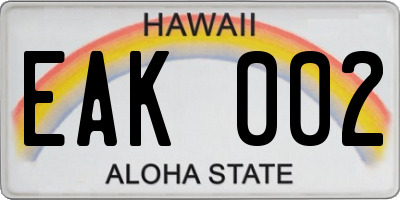 HI license plate EAK002