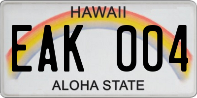 HI license plate EAK004