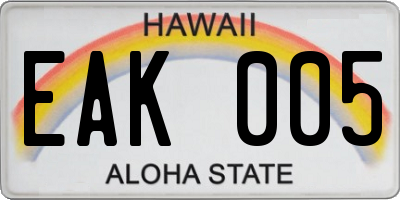 HI license plate EAK005