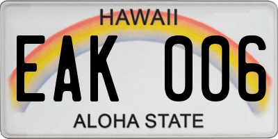 HI license plate EAK006