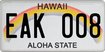 HI license plate EAK008