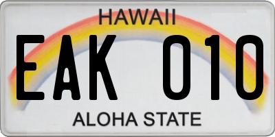 HI license plate EAK010