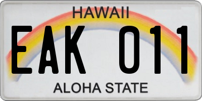 HI license plate EAK011