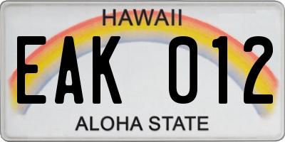 HI license plate EAK012