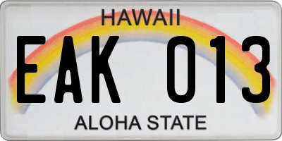 HI license plate EAK013