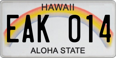 HI license plate EAK014