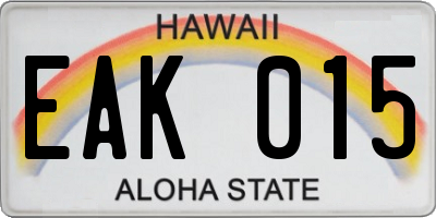 HI license plate EAK015