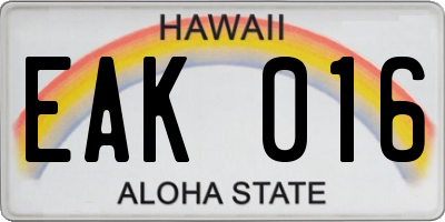 HI license plate EAK016