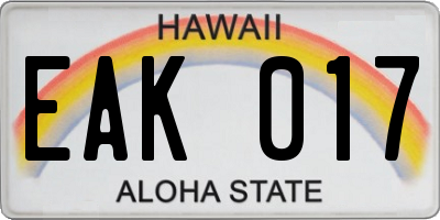 HI license plate EAK017