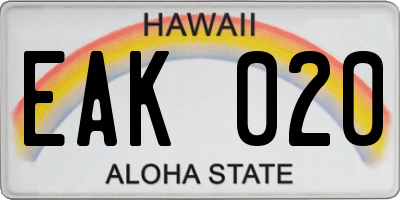 HI license plate EAK020