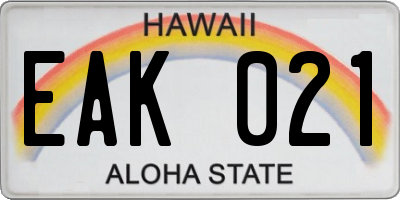 HI license plate EAK021