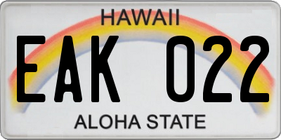 HI license plate EAK022