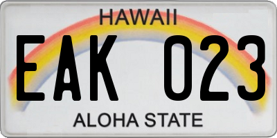 HI license plate EAK023