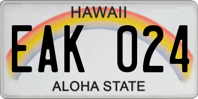 HI license plate EAK024