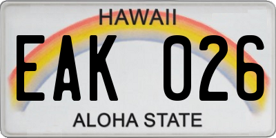 HI license plate EAK026