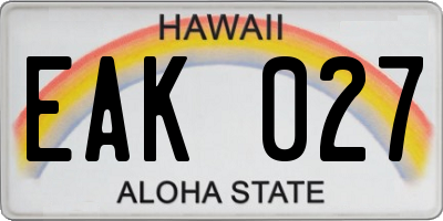 HI license plate EAK027