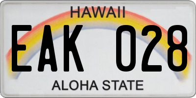 HI license plate EAK028