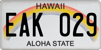 HI license plate EAK029
