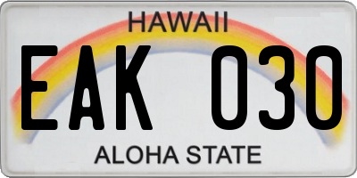 HI license plate EAK030