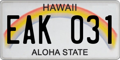 HI license plate EAK031