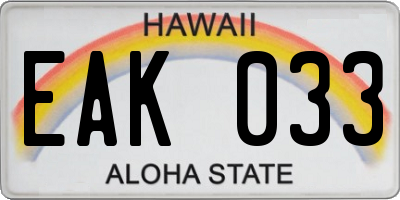 HI license plate EAK033