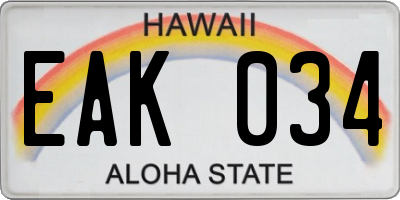 HI license plate EAK034