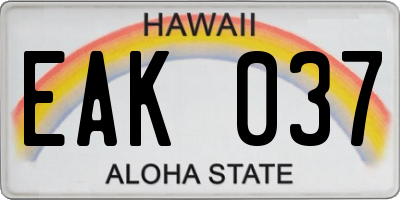 HI license plate EAK037