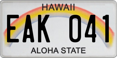 HI license plate EAK041